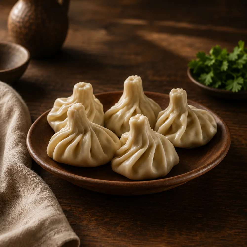 Khinkali mit Käsefüllung – georgisches Gericht